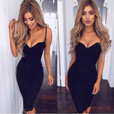 Summer Lace Elegant Party Bodycon Dress Ladies V-Neck Spaghetti Strap Knee-Length WomenFormal Dress